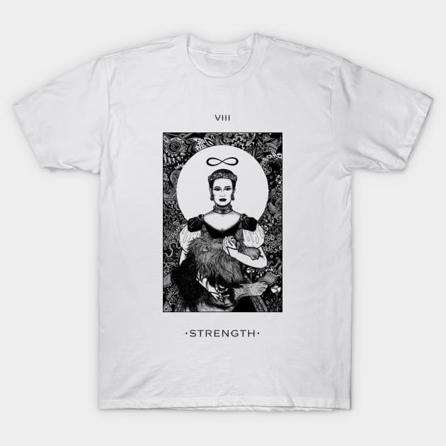 Strength Tarot card T-Shirt by kmvaughan